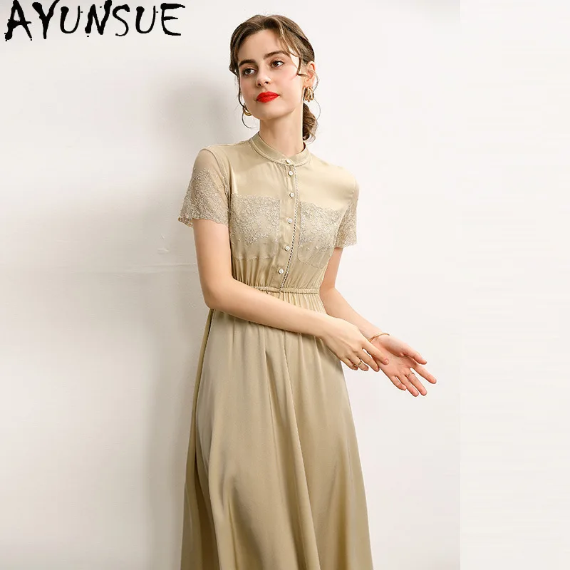 AYUNSUE 100% Silk Dresses for Woman French Style Mid-length Dress Summer Dresses 2026 Woman Clothing Elegant Robe Femme
AYUNSUE 100% Silk Dresses for Woman French Style Mid-length Dress Summer Dresses 2026 Woman Clothing Elegant Robe Femme