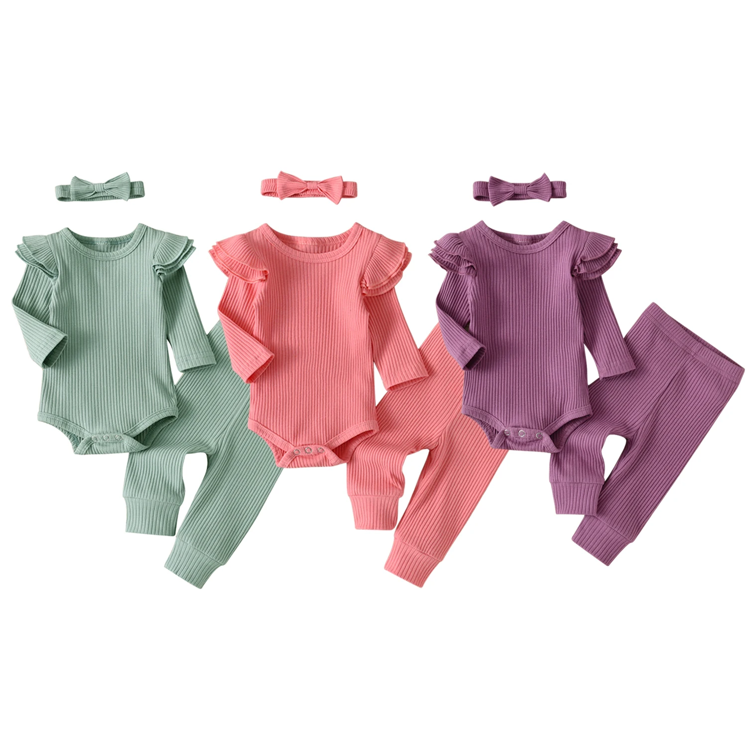 Newborn infant Baby Girl Solid Knitted Clothes Set Flying Long Sleeve Romper Top and Pants Headband 3PCS Casual Outfit for Girls
Newborn infant Baby Girl Solid Knitted Clothes Set Flying Long Sleeve Romper Top and Pants Headband 3PCS Casual Outfit for Girls