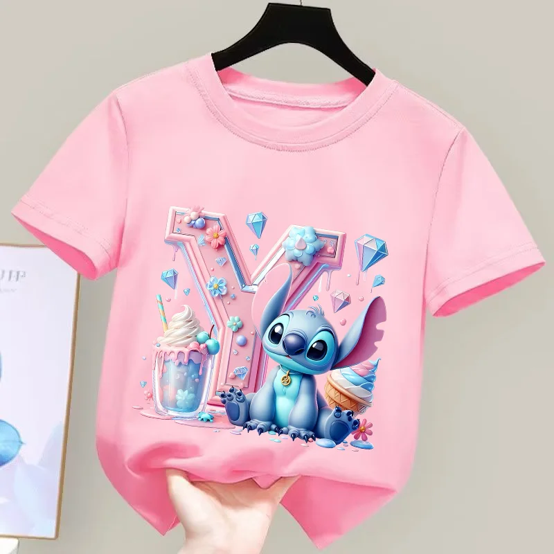 Stitch T-shirt Cute Anime Print Girls Clothes Fashion Cartoon Kids Toddler Summer Short Sleeve Cotton Tops Letter A-Z Child Gift
Stitch T-shirt Cute Anime Print Girls Clothes Fashion Cartoon Kids Toddler Summer Short Sleeve Cotton Tops Letter A-Z Child Gift