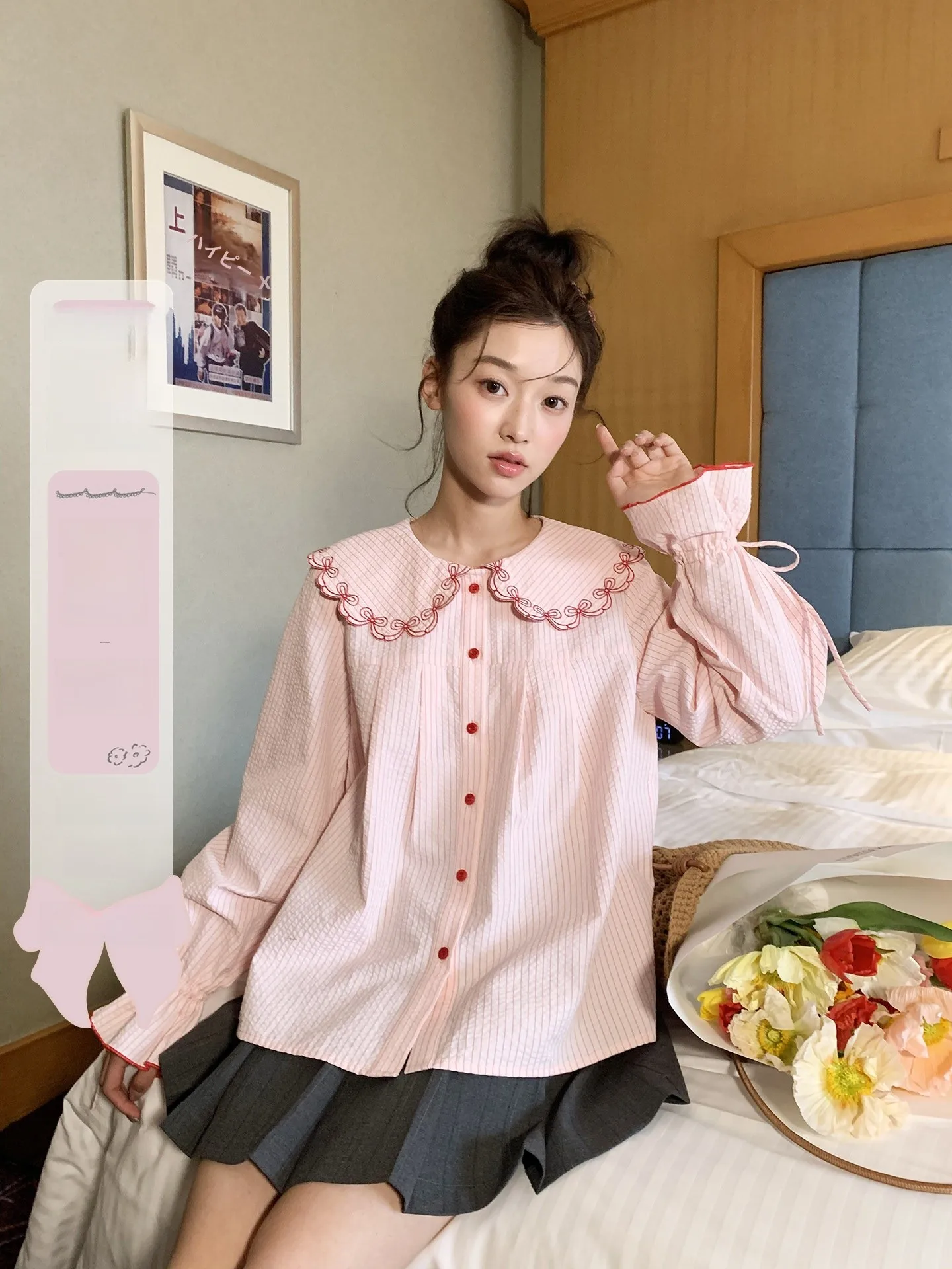 Pink Striped Girl's Feelings Embroidered Doll Collar Shirt Spring New Long Sleeve Breathable Loose Fit Women's Cotton Polyest...
Pink Striped Girl's Feelings Embroidered Doll Collar Shirt Spring New Long Sleeve Breathable Loose Fit Women's Cotton Polyest...