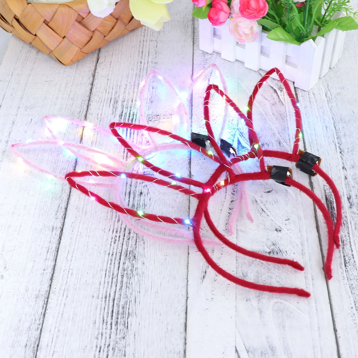 4 pcs Rabbit Ear Headband 14 Led Flashing Headdress For Wedding Party Festival Halloween Christmas Adults Red Pink
4 pcs Rabbit Ear Headband 14 Led Flashing Headdress For Wedding Party Festival Halloween Christmas Adults Red Pink