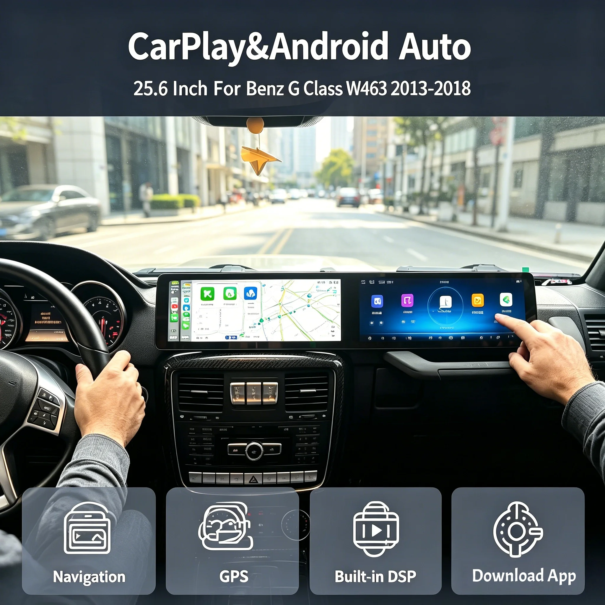 25.6 Wireless CarPlay For Mercedes Benz Class G W463 2013-2018 Android LHD RHD Car Radio GPS Navigation Multimedia Player Screen
25.6 Wireless CarPlay For Mercedes Benz Class G W463 2013-2018 Android LHD RHD Car Radio GPS Navigation Multimedia Player Screen