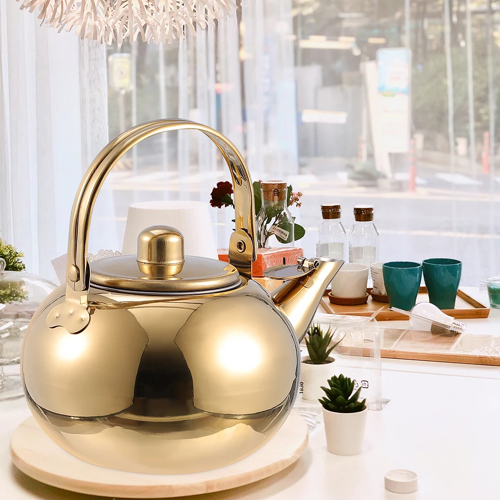 Stainless Steel Teapot Kettle 20cm Golden 2.5L Heat Cold Resistant Portable Tea Kettle with Strainer for Home Kitchen Bar Use
Stainless Steel Teapot Kettle 20cm Golden 2.5L Heat Cold Resistant Portable Tea Kettle with Strainer for Home Kitchen Bar Use