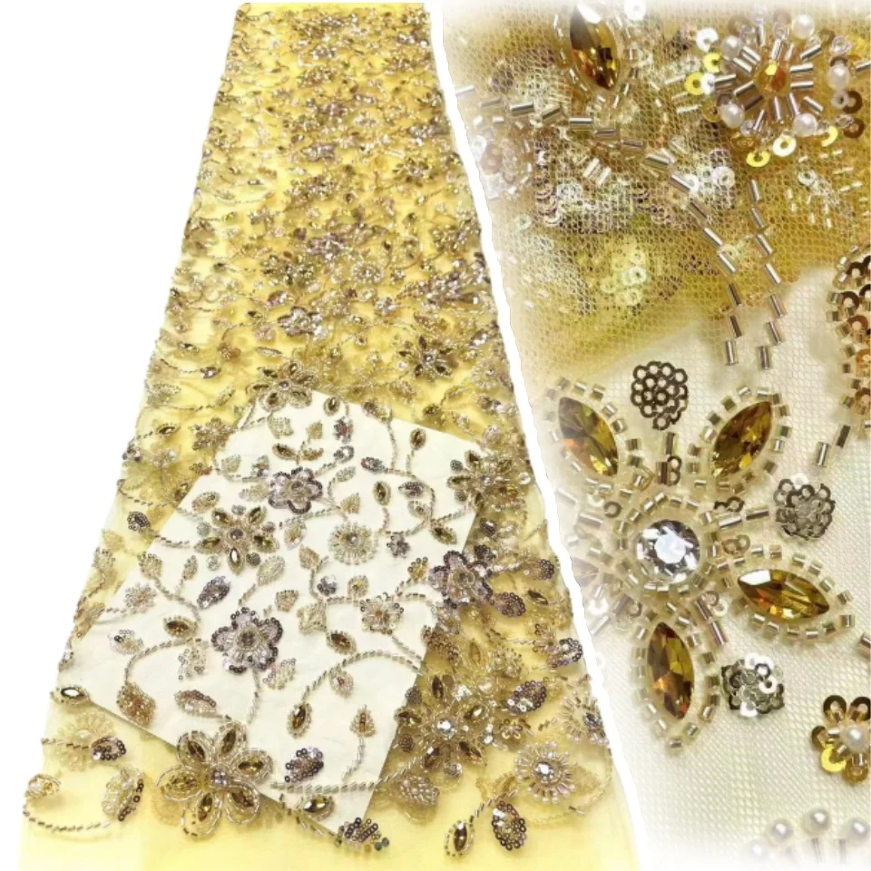 2 Yards Luxury Beaded Chiffon Lace Fabric 2026 Premium French African Sequined Lace Fabric Women's Bridal and Party Gown 2201
2 Yards Luxury Beaded Chiffon Lace Fabric 2026 Premium French African Sequined Lace Fabric Women's Bridal and Party Gown 2201
