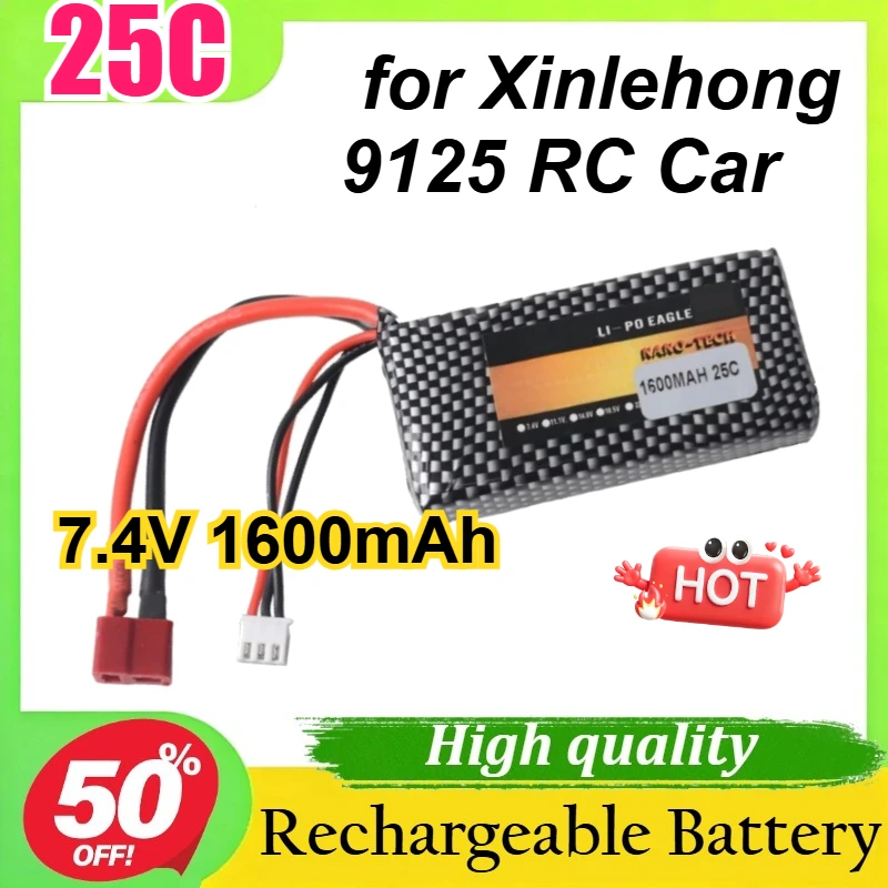 25C 2S for Xinlehong 9125 RC Car Battery 7.4V 1600mAh Remote Control Off-Road Vehicle
25C 2S for Xinlehong 9125 RC Car Battery 7.4V 1600mAh Remote Control Off-Road Vehicle