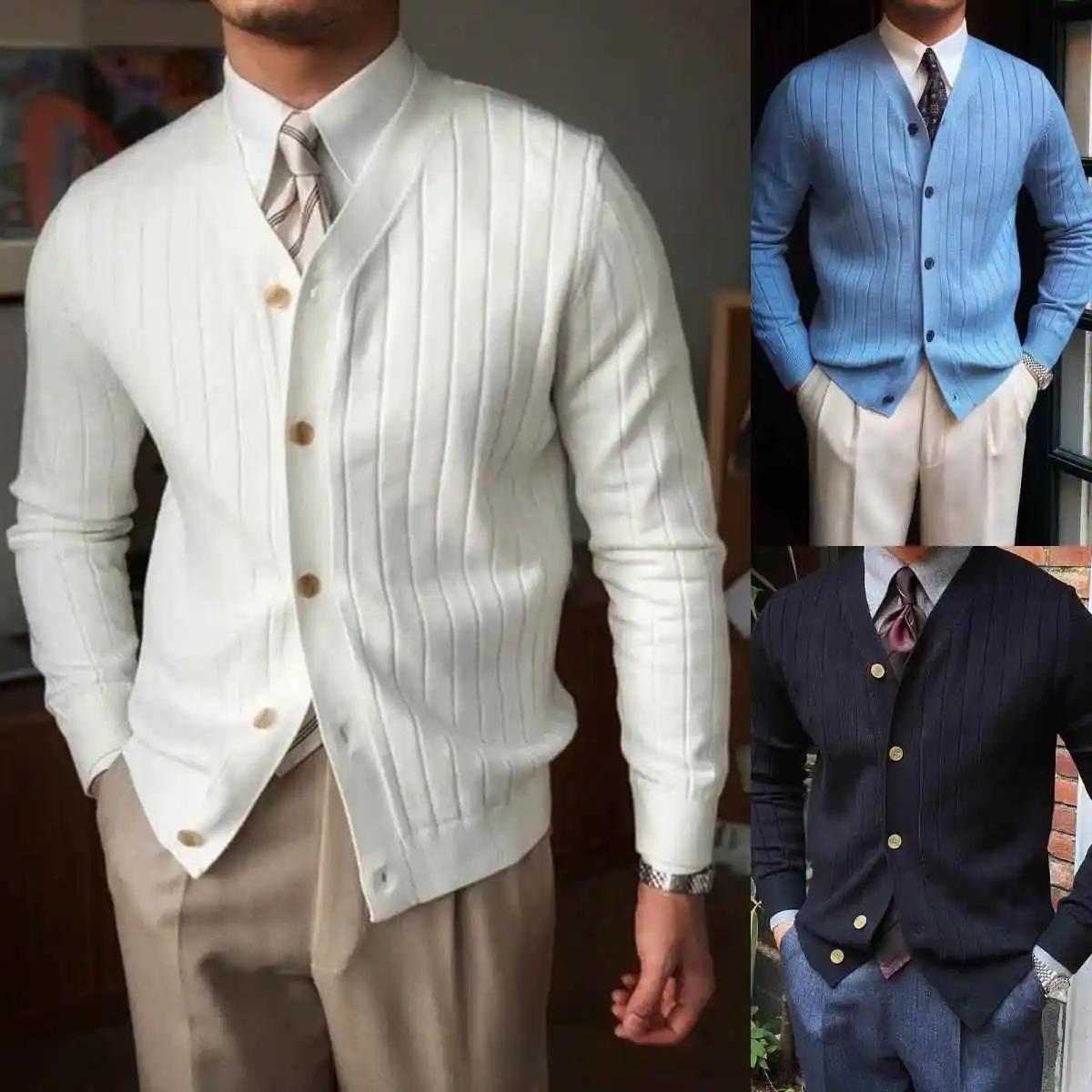 Мужской вязаный кардиган с воротником, хлопковый повседневный свитер с длинными рукавами, утепленный, на пуговицах, молодежный, модный, осенне-зимний вариант
Мужской вязаный кардиган с воротником, хлопковый повседневный свитер с длинными рукавами, утепленный, на пуговицах, молодежный, модный, осенне-зимний вариант