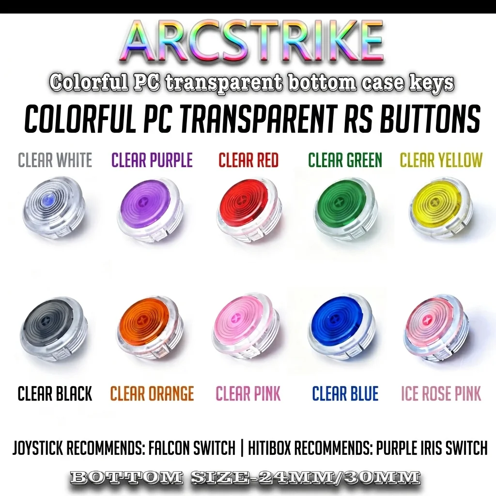 ARCSTRIKE Ultra-Fast RS Arcade Button - Transparent PC Case, Silent Trigger, Low Profile (24mm/30mm)
ARCSTRIKE Ultra-Fast RS Arcade Button - Transparent PC Case, Silent Trigger, Low Profile (24mm/30mm)