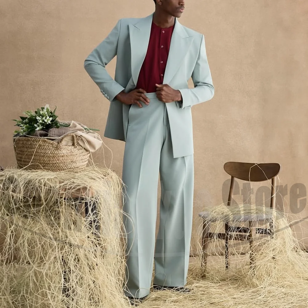 Chic Men 2 Piece Suit Peak Lapel Single Breasted Outfit Blazer and Wide Leg Pants Formal Casual Business Wedding Party Tuxedo
Chic Men 2 Piece Suit Peak Lapel Single Breasted Outfit Blazer and Wide Leg Pants Formal Casual Business Wedding Party Tuxedo