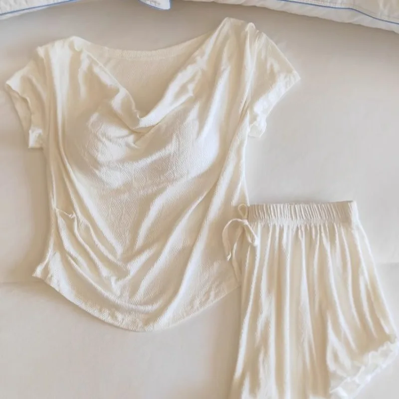 Solid Sleepwear Women Pajama Sets Korean Piiama Summer Shorts Sets 2 Pieces Short Sleeve Night Wears Casual Home Suit 2025 New
Solid Sleepwear Women Pajama Sets Korean Piiama Summer Shorts Sets 2 Pieces Short Sleeve Night Wears Casual Home Suit 2025 New