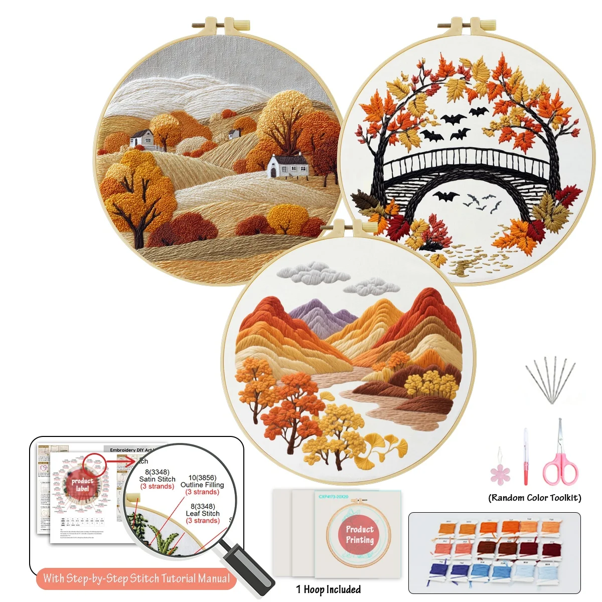 3pc of DIY embroidery material kits for beginner, including needles, threads, embroide Starter Kit Cross Stitch Art for Gift
3pc of DIY embroidery material kits for beginner, including needles, threads, embroide Starter Kit Cross Stitch Art for Gift