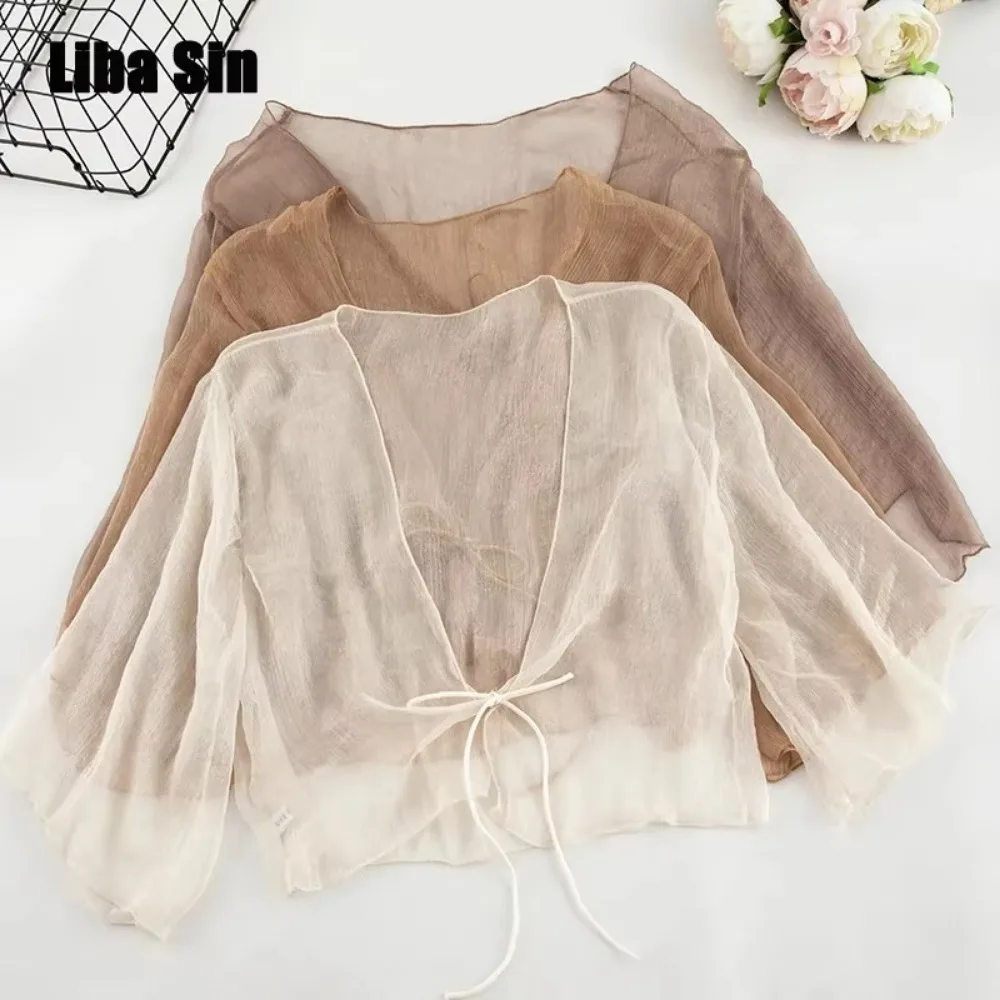 Casual Crinkle Women Cardigan Chiffon Loose Short Shawl See Through Transparent Thin Section Top Small Jacket
Casual Crinkle Women Cardigan Chiffon Loose Short Shawl See Through Transparent Thin Section Top Small Jacket