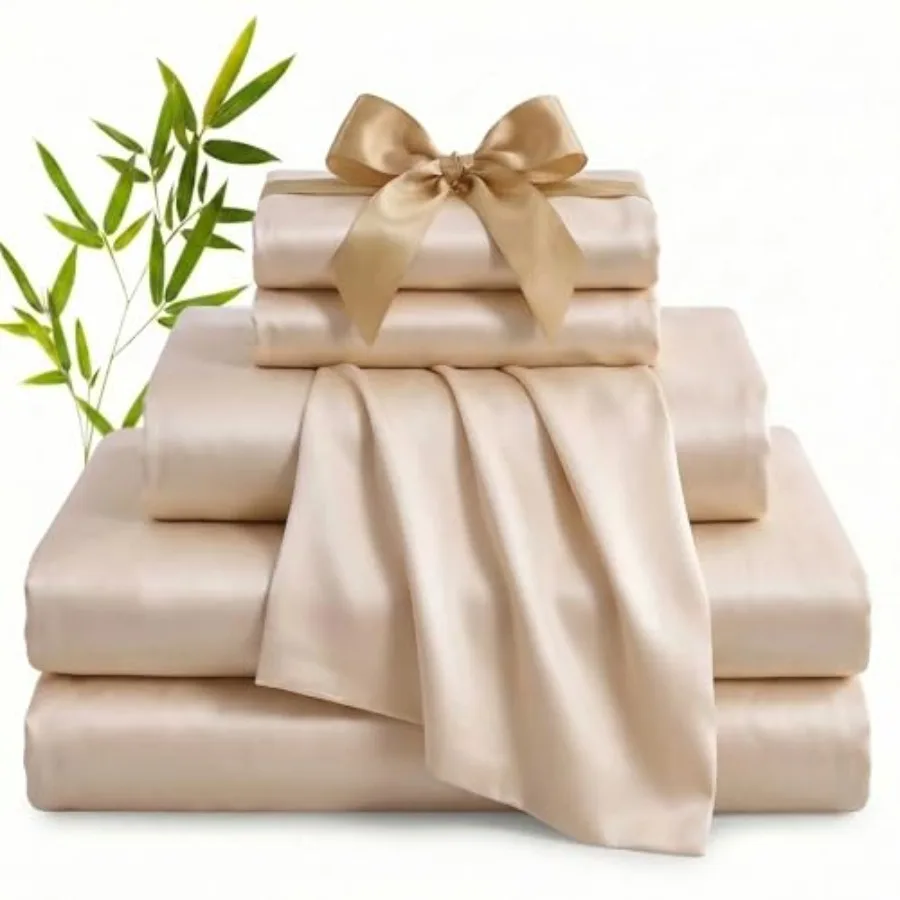100% Viscose Derived from Bamboo Sheets 600 Thread Count Cooling Bed Sheet Set for Hot Sleepers Silky Soft Breathable 16" Deep
100% Viscose Derived from Bamboo Sheets 600 Thread Count Cooling Bed Sheet Set for Hot Sleepers Silky Soft Breathable 16" Deep