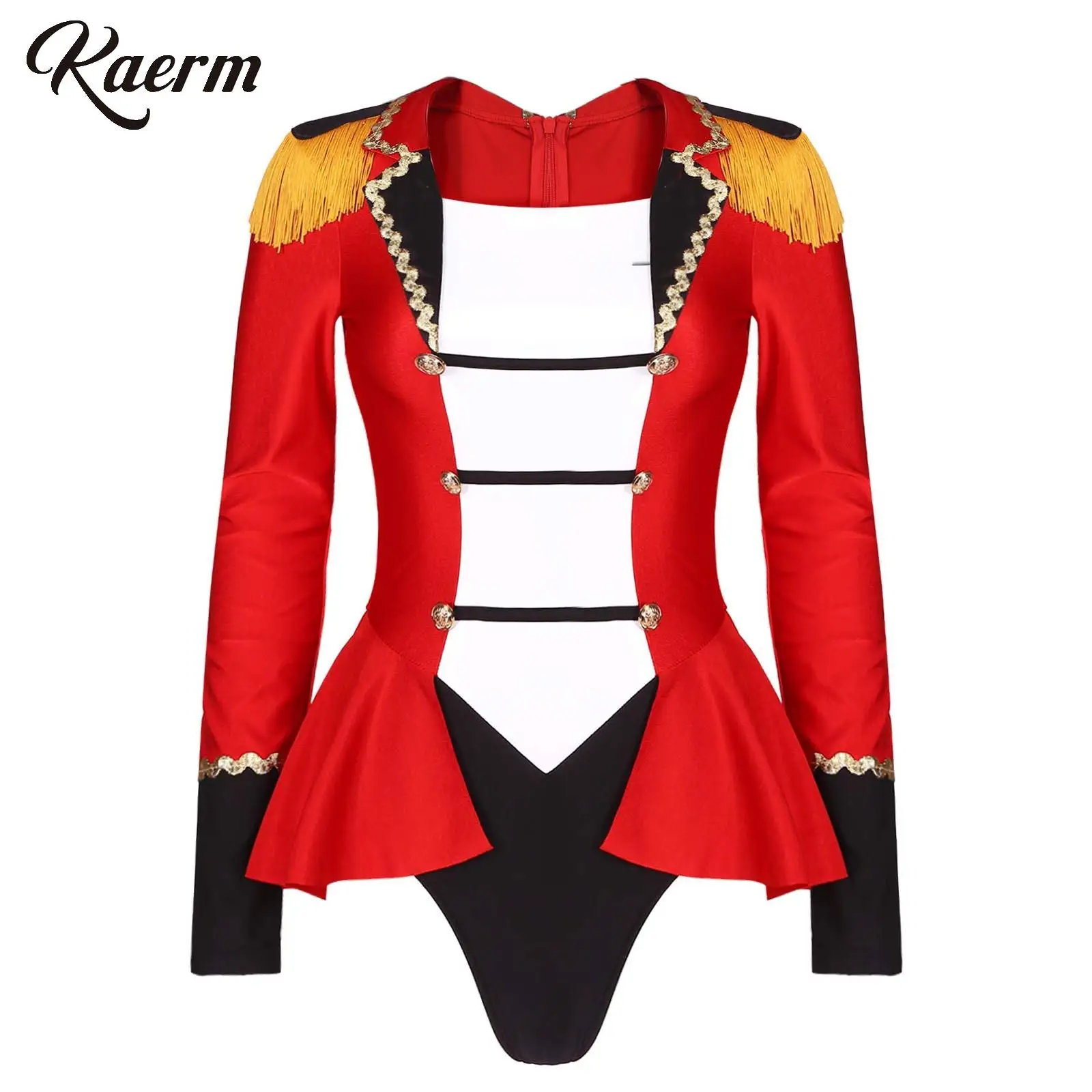 Woman's Classic Ringmaster Circus Show Costume Long Sleeve Tassel Cap Gymnastics Leotard
Woman's Classic Ringmaster Circus Show Costume Long Sleeve Tassel Cap Gymnastics Leotard