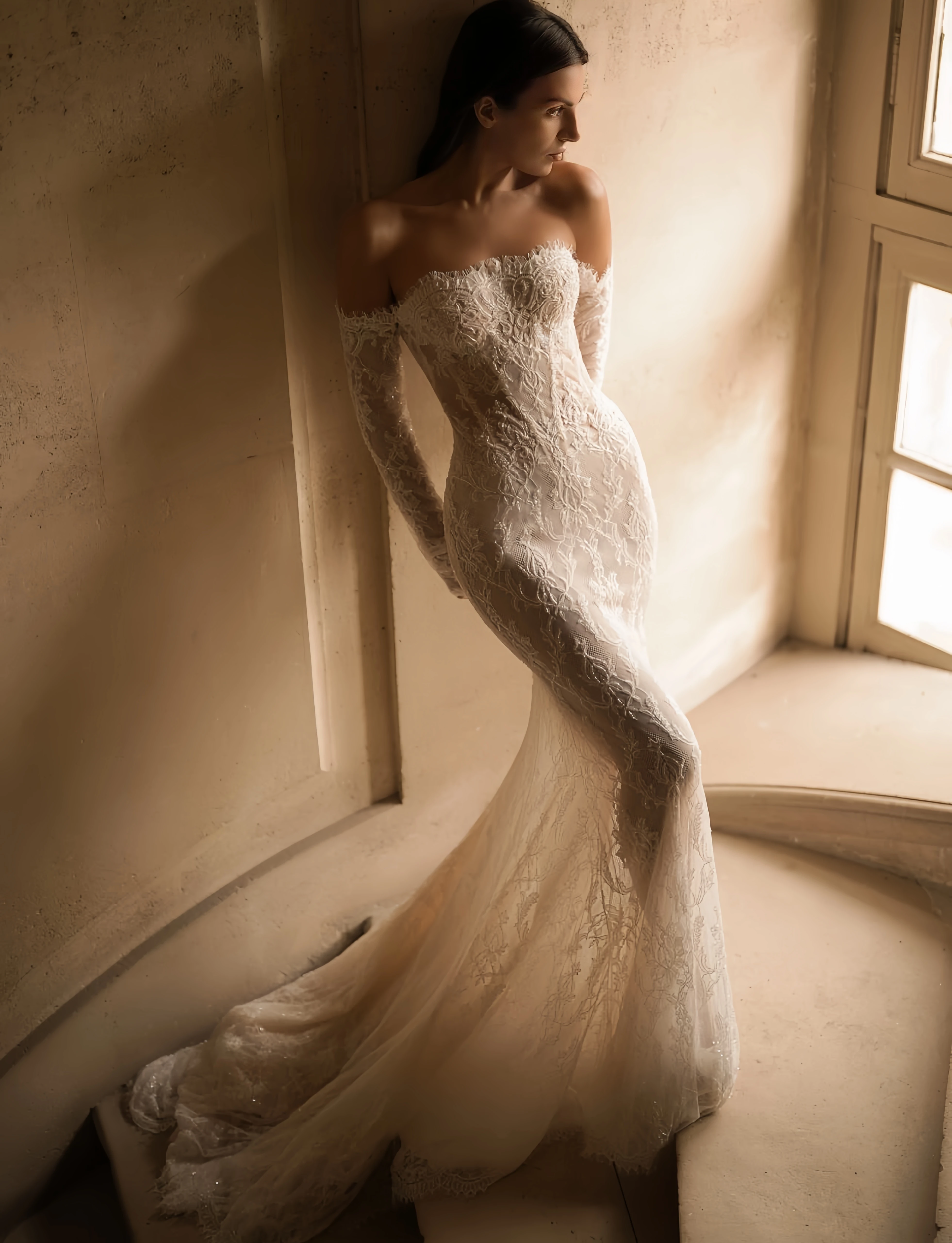 Customized Sexy Wedding Dress Lace Strapless long-sleeved Mermaid Sexy Wedding dress Vestidos De Novia
Customized Sexy Wedding Dress Lace Strapless long-sleeved Mermaid Sexy Wedding dress Vestidos De Novia