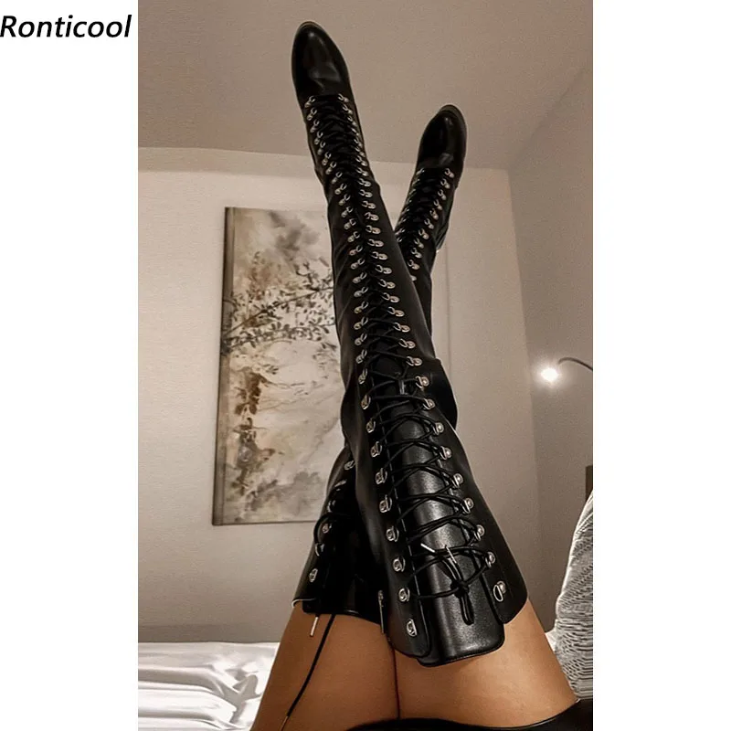 Ronticool Women Platform Over The Knee Boots Side Zipper Stiletto Heels Round Toe Elegant Black Party Shoes US Plus Size 5-20
Ronticool Women Platform Over The Knee Boots Side Zipper Stiletto Heels Round Toe Elegant Black Party Shoes US Plus Size 5-20