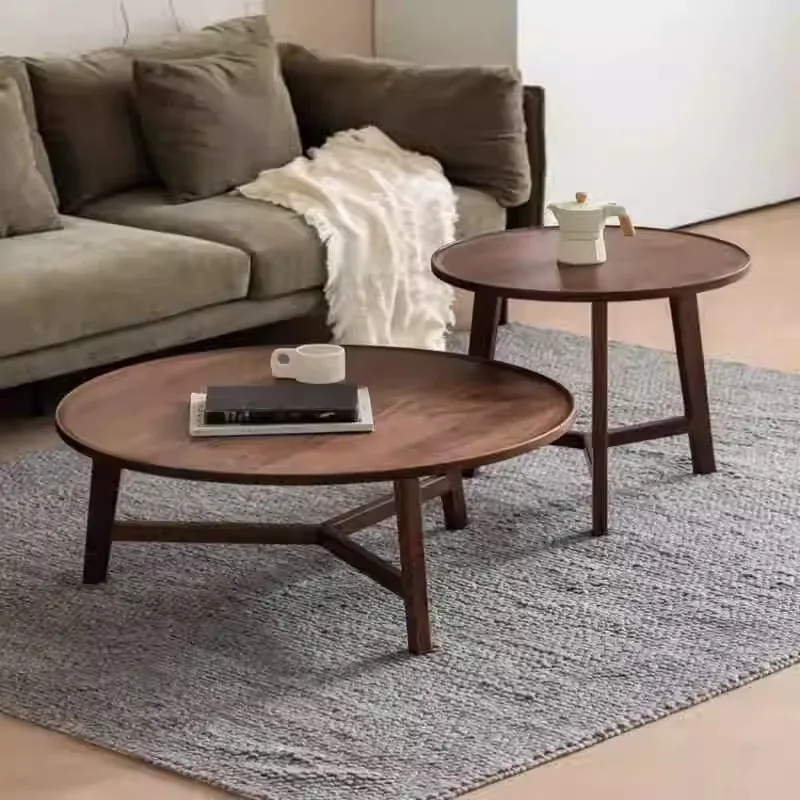 North American black walnut solid wood round coffee table minimalist modern small apartment tea table living room log
North American black walnut solid wood round coffee table minimalist modern small apartment tea table living room log