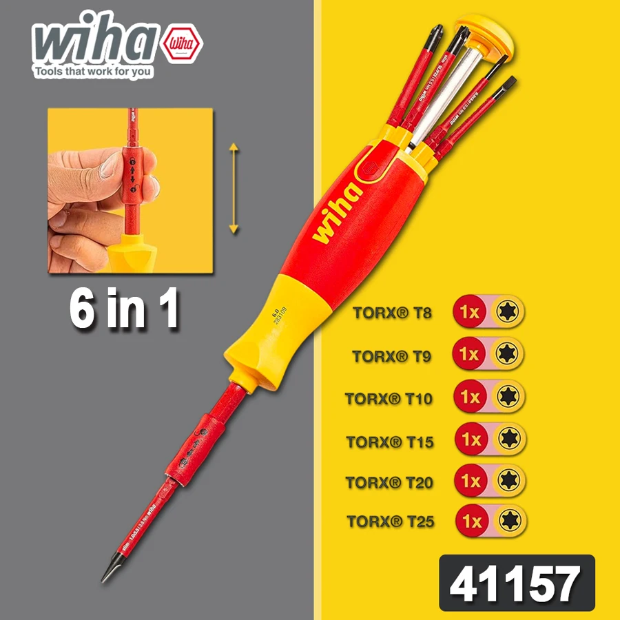 Wiha 6-in-1Screwdriver with Magazine bit Holder 6 SlimBits,Torx Screwdriver Bits Repair Hand Tools, Red/Yellow NO.41157
Wiha 6-in-1Screwdriver with Magazine bit Holder 6 SlimBits,Torx Screwdriver Bits Repair Hand Tools, Red/Yellow NO.41157