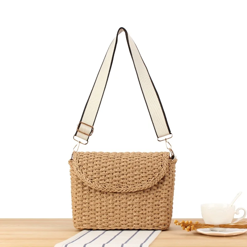 New Fashion Paper Rope Handmade Kintted Woven Crossbody Bag With Wide Shoulder Strap Women Summer Small Shoulder Flip Cover Bags
New Fashion Paper Rope Handmade Kintted Woven Crossbody Bag With Wide Shoulder Strap Women Summer Small Shoulder Flip Cover Bags