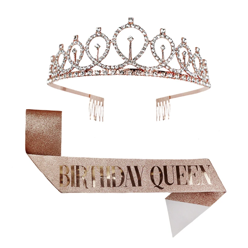 1 Set Rose Gold Crown Birthday Queen Girl Satin Shoulder Strap 18/21/30 Birthday Party Etiquette Belt Girl Sash Party Decoration
1 Set Rose Gold Crown Birthday Queen Girl Satin Shoulder Strap 18/21/30 Birthday Party Etiquette Belt Girl Sash Party Decoration