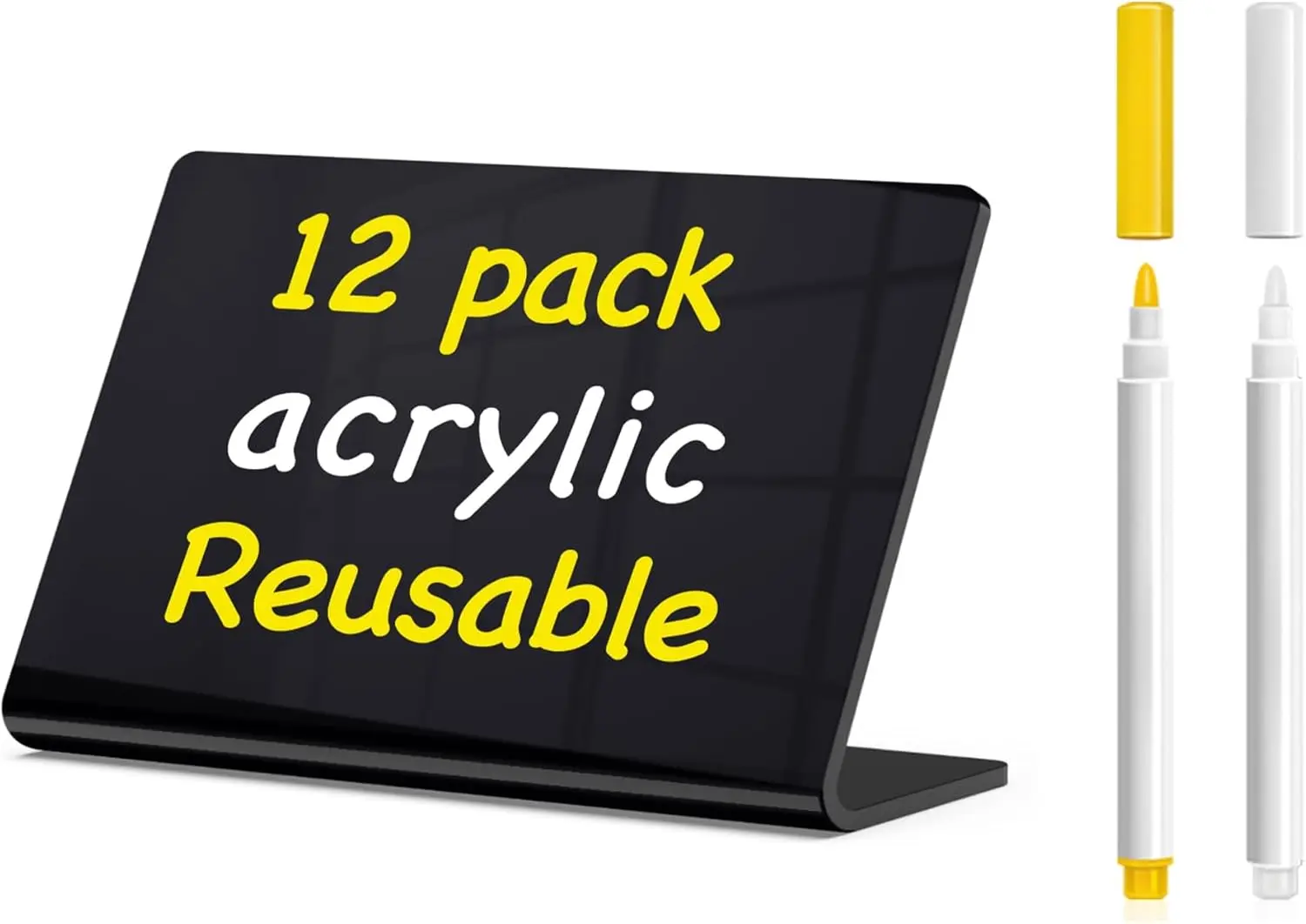 Acrylic Mini Chalkboard Signs 12 Pcs 4x3 Inch for Party Buffet, Reusable Food Labels with 2 Wet Erase Markers, Elegant Black
Acrylic Mini Chalkboard Signs 12 Pcs 4x3 Inch for Party Buffet, Reusable Food Labels with 2 Wet Erase Markers, Elegant Black