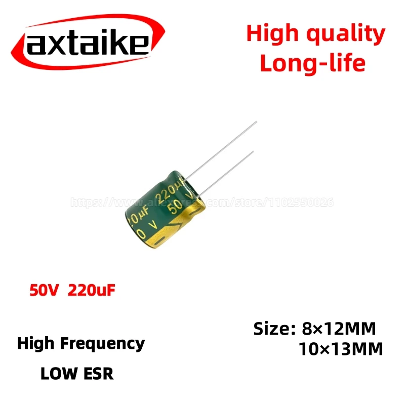 20PCS 50V220uF Aluminum Capacitor, High Frequency Low ESR 105°C Radial for Power Supply Long-life 8×12MM 10×13MM
20PCS 50V220uF Aluminum Capacitor, High Frequency Low ESR 105°C Radial for Power Supply Long-life 8×12MM 10×13MM