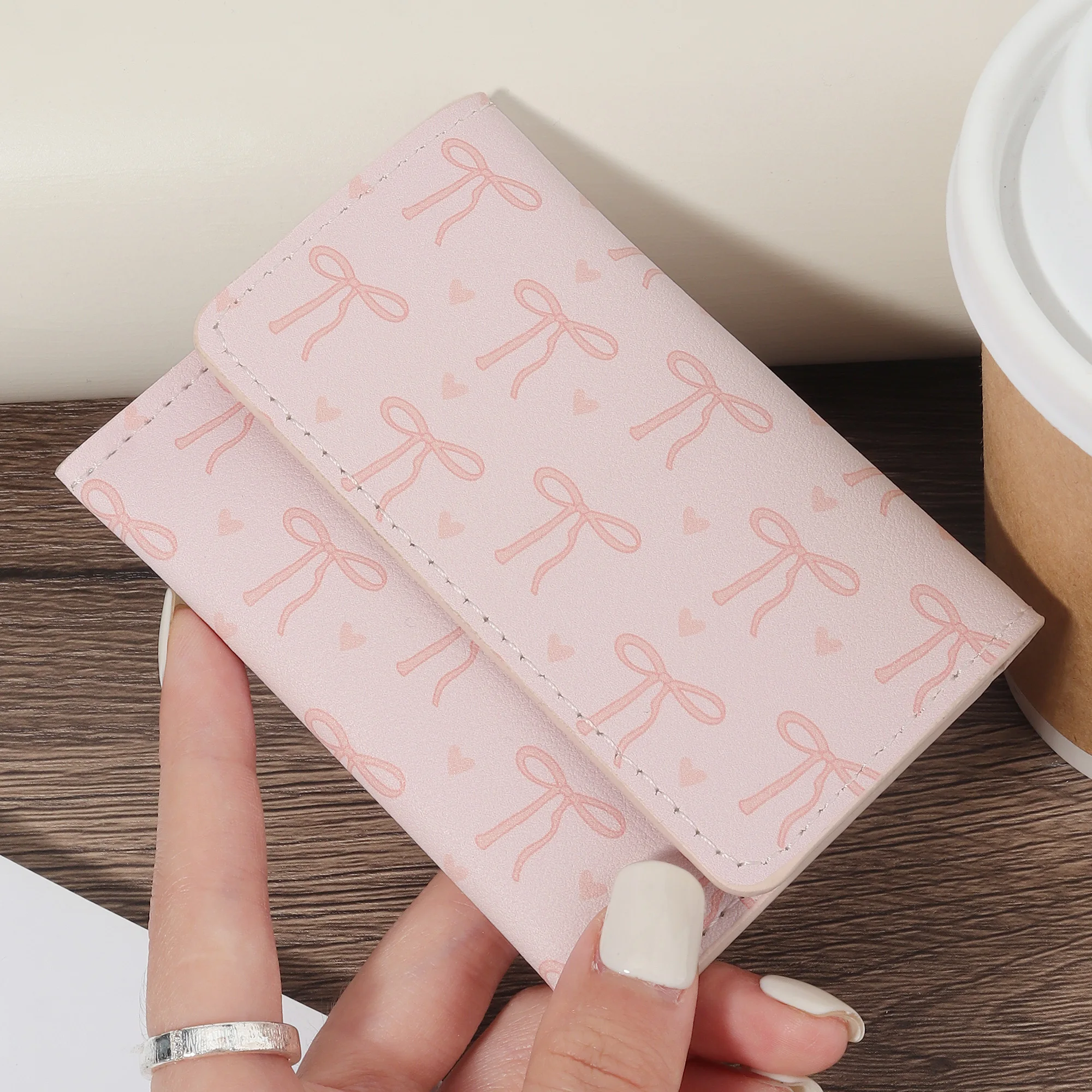 Bow print women's compact wallet - short, embossed, snap closed coin pocket, credit card slot, coin wallet
Bow print women's compact wallet - short, embossed, snap closed coin pocket, credit card slot, coin wallet