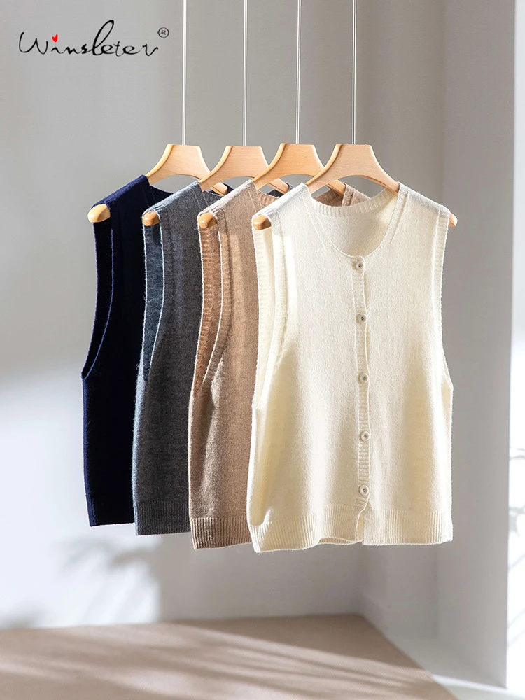 Winsleter-100%Merino Wool Elegant Vest Sweater, Women O Neck Buttons, Fashion Commute Knit Cardigan Vest, 2025 Autumn T58036CC
Winsleter-100%Merino Wool Elegant Vest Sweater, Women O Neck Buttons, Fashion Commute Knit Cardigan Vest, 2025 Autumn T58036CC