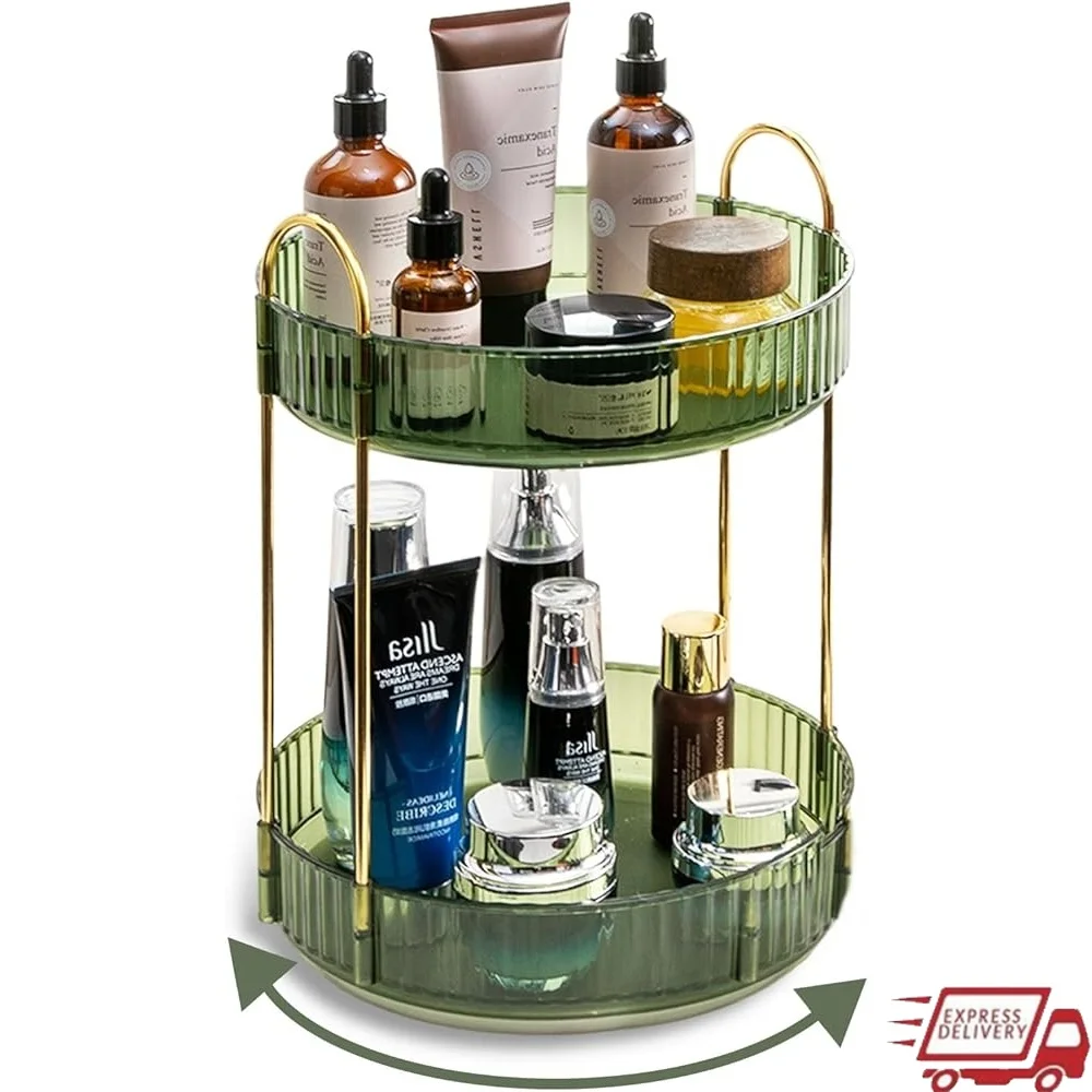 360 Rotating Makeup Organizer 2 Tier Large Capacity Storage Skincare Vanity Counter Spinning Perfume and Toiletries Holder
360 Rotating Makeup Organizer 2 Tier Large Capacity Storage Skincare Vanity Counter Spinning Perfume and Toiletries Holder