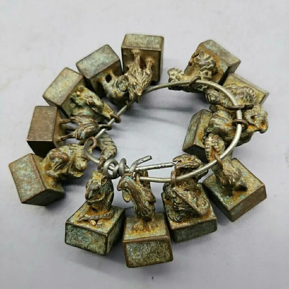 Old Qing Dyansty Antique Chinese zodiac, small bronze seal, copper seal,12 pieces/set,Free shipping
Old Qing Dyansty Antique Chinese zodiac, small bronze seal, copper seal,12 pieces/set,Free shipping