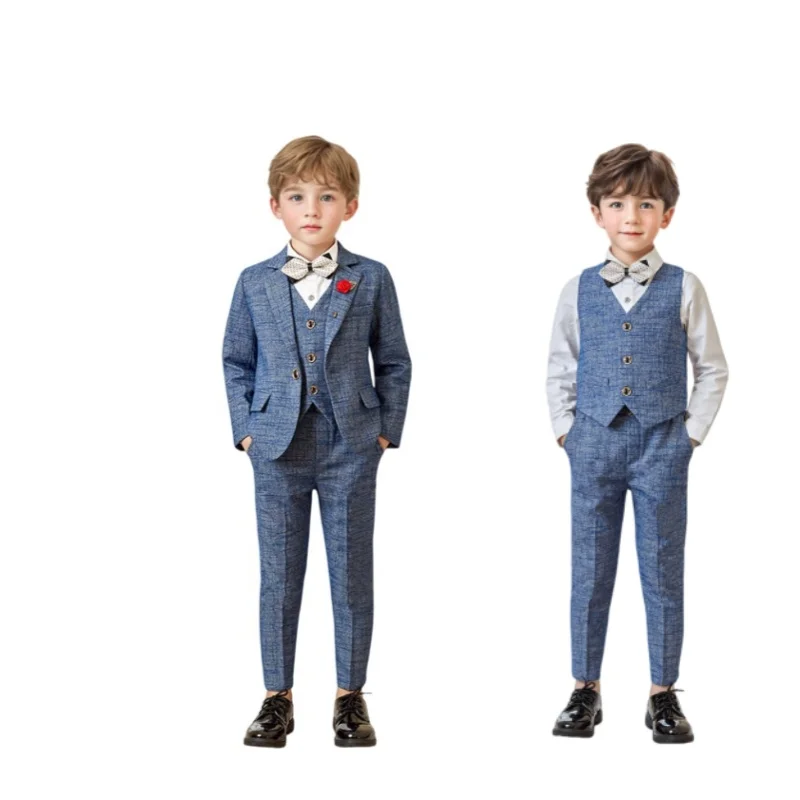 Kids Jacket Vest Pants Bowtie Brooch 5Pieces Formal Suit Set For Wedding Boys Piano Host Speech Performance Costume
Kids Jacket Vest Pants Bowtie Brooch 5Pieces Formal Suit Set For Wedding Boys Piano Host Speech Performance Costume