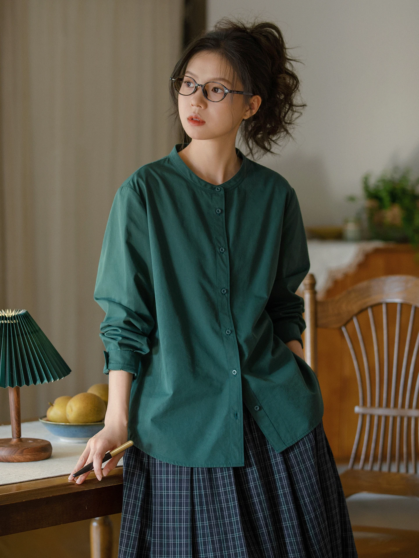 Loose Casual Long Sleeve Lake Blue Shirt Women's Autumn Japanese Style Loose Fit Stand Collar Top Early Autumn Fashion
Loose Casual Long Sleeve Lake Blue Shirt Women's Autumn Japanese Style Loose Fit Stand Collar Top Early Autumn Fashion