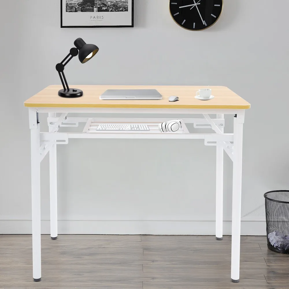 Modern Freerstanding Folding Computer Desk, Foldable Desk, Folding with Storage Rack
Modern Freerstanding Folding Computer Desk, Foldable Desk, Folding with Storage Rack