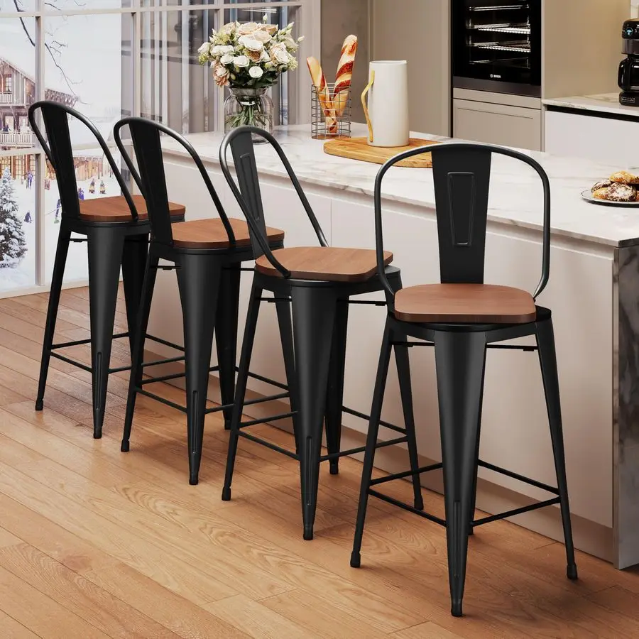 Swivel Metal Bar Stools with Backs Counter Stools Set of 4 Counter Height Stools High Back Bar Chairs 24 Inch Barstools Farmhous
Swivel Metal Bar Stools with Backs Counter Stools Set of 4 Counter Height Stools High Back Bar Chairs 24 Inch Barstools Farmhous