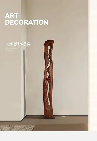 Sculpture abstraite en bois massif pour couloir d'hôtel, ornement de sol, décoration de salle d'exposition de club, dispositif artistique de style chinois