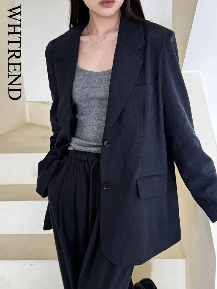 WHTREND Высококачественный хлопковый льняной пиджак для женщин с зубчатым воротником и длинными рукавами, однобортные офисные женские шикарные пальто, осень WH1272
WHTREND Высококачественный хлопковый льняной пиджак для женщин с зубчатым воротником и длинными рукавами, однобортные офисные женские шикарные пальто, осень WH1272