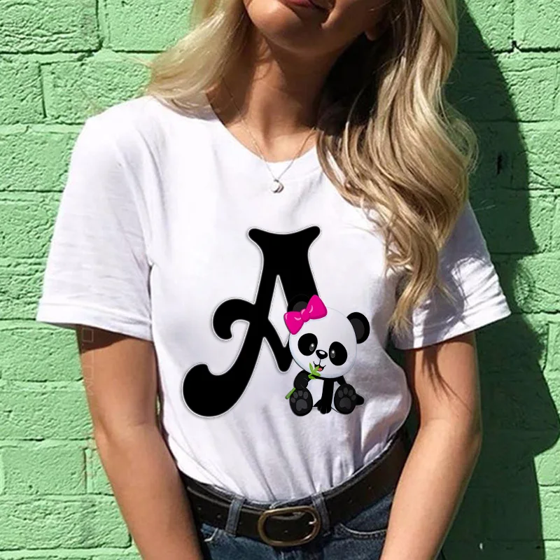 Alphabetic Panda Female T-Shirt Summer White Casual Tee Ladies Basic Round Neck Cartoon Letters Clothes Womens Clothes Tshirt
Alphabetic Panda Female T-Shirt Summer White Casual Tee Ladies Basic Round Neck Cartoon Letters Clothes Womens Clothes Tshirt