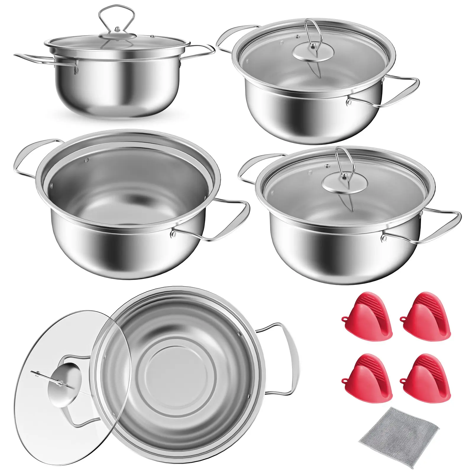 15-Piece Cookware Set Kitchen Cookware Set Stainless Steel Construction Suitable for Frying, Boiling, Stir-Frying, and Milk Pots
15-Piece Cookware Set Kitchen Cookware Set Stainless Steel Construction Suitable for Frying, Boiling, Stir-Frying, and Milk Pots