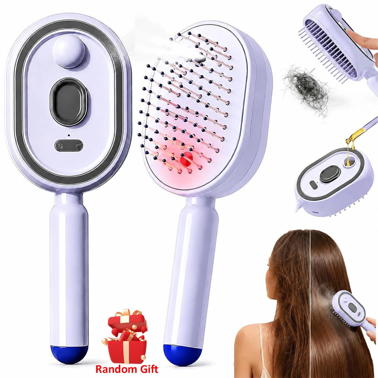 Electric Spray Massage Comb Vibrating Scalp Massager Misting Hair Care Comb, Detangling And Volumizing Comb 3 in 1 Rechargeable
Electric Spray Massage Comb Vibrating Scalp Massager Misting Hair Care Comb, Detangling And Volumizing Comb 3 in 1 Rechargeable