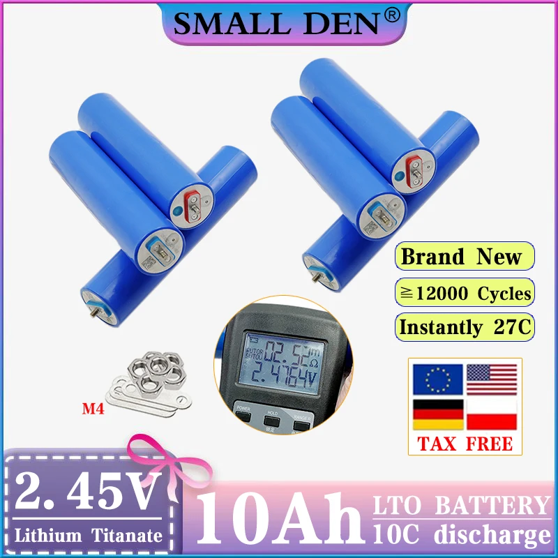 6PCS New LTO 32145 2.45V 10Ah Cylindrical Batteries 10C Discharge Original Cell For 12V 24V Car Audio DIY Solar System Boat RV
6PCS New LTO 32145 2.45V 10Ah Cylindrical Batteries 10C Discharge Original Cell For 12V 24V Car Audio DIY Solar System Boat RV