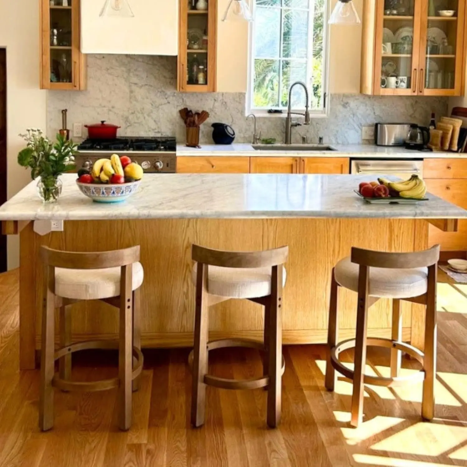 Mid Century Modern Bar Stools Set of 3, 26.5" Counter Stools with Back, Linen Upholstered Barstools with Solid Wood Legs Bar Cha
Mid Century Modern Bar Stools Set of 3, 26.5" Counter Stools with Back, Linen Upholstered Barstools with Solid Wood Legs Bar Cha