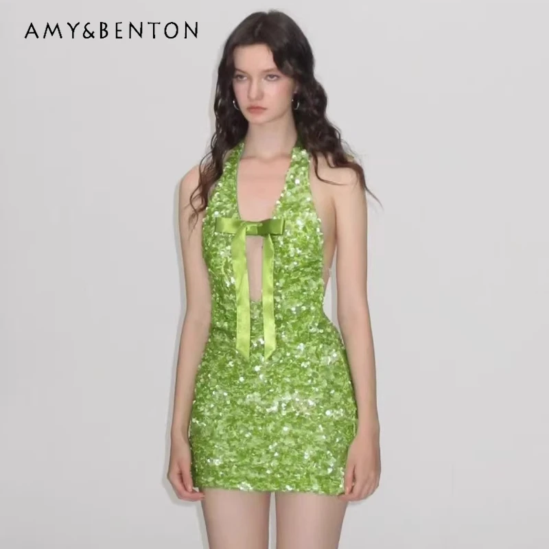 Fashion Temperament Sweet Cool Girl Colorful Halter Neck Women's Dress 2026 Spring New Backless Sequin Hip-hugging Dresses Girl
Fashion Temperament Sweet Cool Girl Colorful Halter Neck Women's Dress 2026 Spring New Backless Sequin Hip-hugging Dresses Girl
