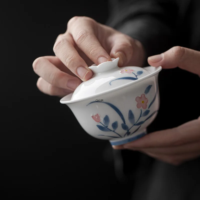 Underglaze Color Pure Hand-painted Pile Material Small Flower Ercai Covered Bowl Ceramic Tea Set Single Household 100ml
Underglaze Color Pure Hand-painted Pile Material Small Flower Ercai Covered Bowl Ceramic Tea Set Single Household 100ml
