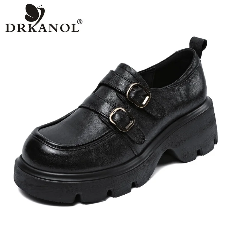 DRKANOL Luxury Design Genuine Leather Platform Loafers Women Handmade Retro Style Round Toe Thick High Heel Slip On Casual Shoes
DRKANOL Luxury Design Genuine Leather Platform Loafers Women Handmade Retro Style Round Toe Thick High Heel Slip On Casual Shoes
