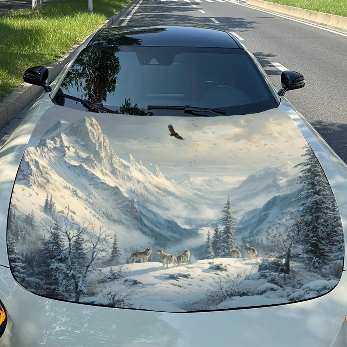 Wolf Packs In The Snow Capped Mountains Car Hood Vinyl Wraps, PVC Waterproof Car Bonnet Decals, Self-Adhesive Scratch-Resistant
Wolf Packs In The Snow Capped Mountains Car Hood Vinyl Wraps, PVC Waterproof Car Bonnet Decals, Self-Adhesive Scratch-Resistant