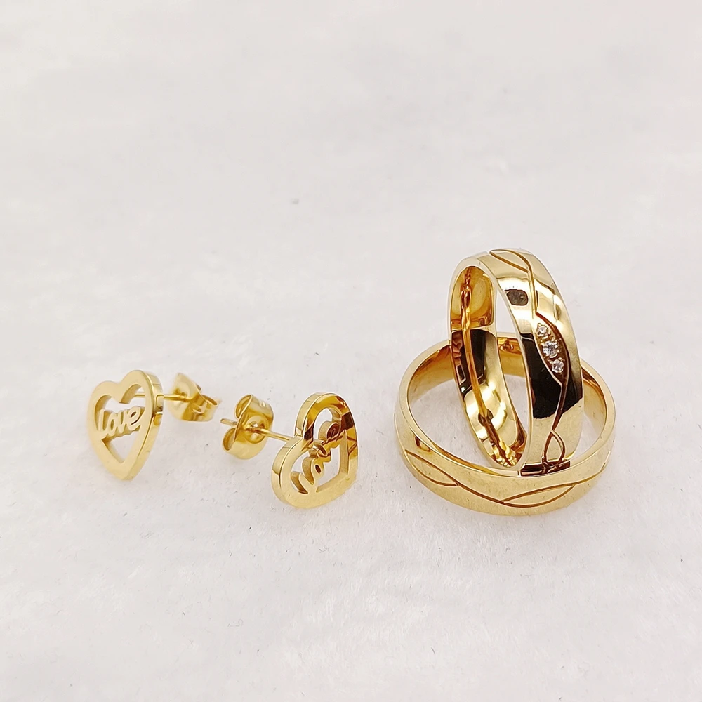 Lovebird Wedding Rings Couple Set 18K Gold Plated Jewelry Ladies Earrings Trendy Ring Stone Engagement Rings Sets
Lovebird Wedding Rings Couple Set 18K Gold Plated Jewelry Ladies Earrings Trendy Ring Stone Engagement Rings Sets
