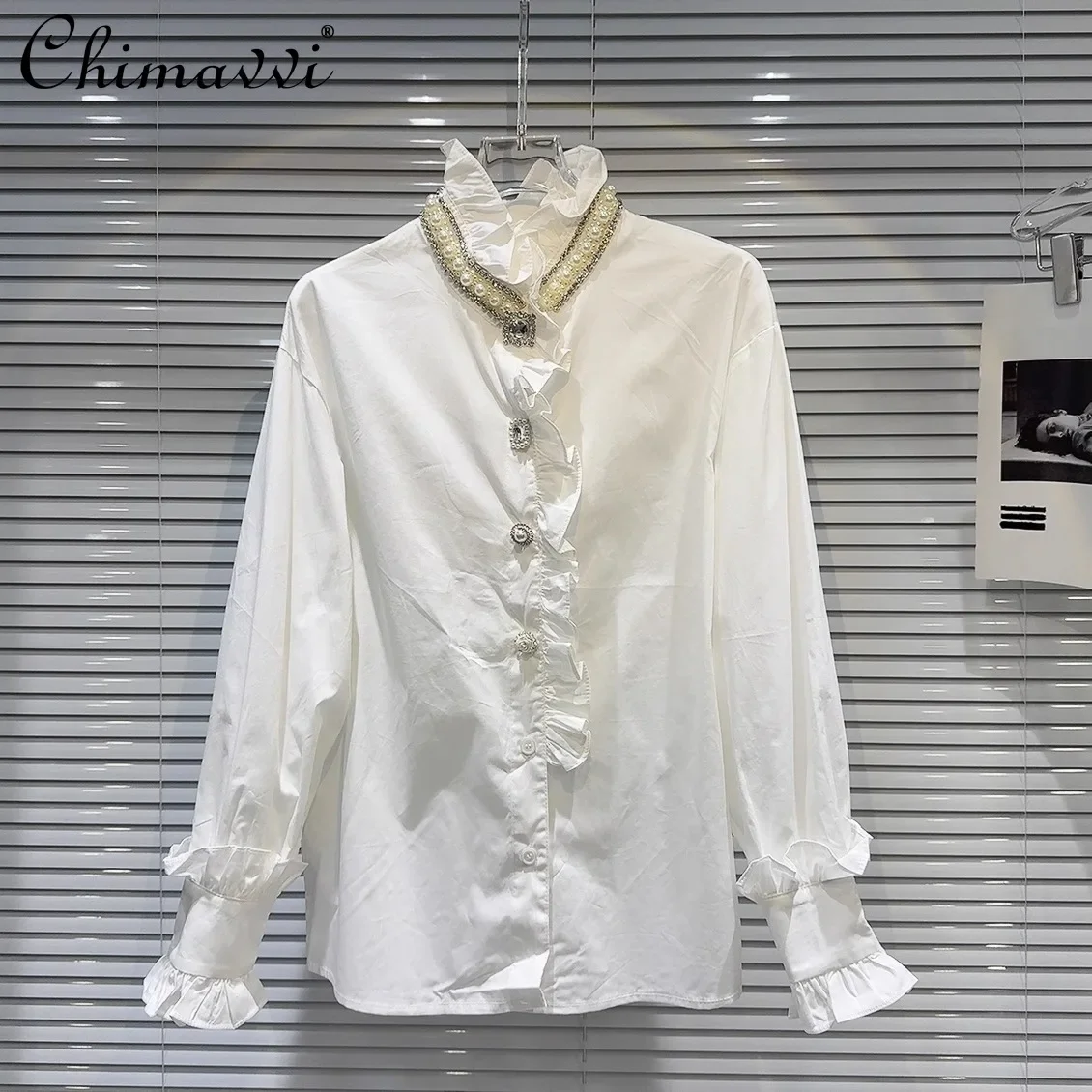 2024 Autumn New Heavy Pearl Bead Collar Edge Fungus Edge Solid Color Shirt Fashion Long Sleeve Loose Temperament Blouse Tops
2024 Autumn New Heavy Pearl Bead Collar Edge Fungus Edge Solid Color Shirt Fashion Long Sleeve Loose Temperament Blouse Tops