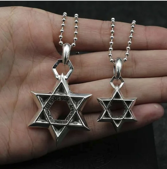 Pure silver couple necklace, Japanese and Korean men's and women's hexagonal star pendant, fashionable punk hip-hop retro Thai s
Pure silver couple necklace, Japanese and Korean men's and women's hexagonal star pendant, fashionable punk hip-hop retro Thai s