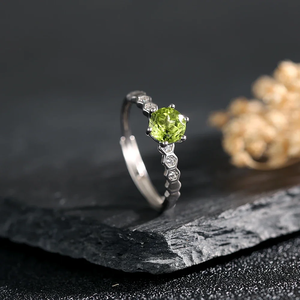 Solid 925 Silver Ring 6.5mm Natural Peridot Round Cut Gesmtone Adjustable Stackable Band Bohemia Jewelry Gift for Women
Solid 925 Silver Ring 6.5mm Natural Peridot Round Cut Gesmtone Adjustable Stackable Band Bohemia Jewelry Gift for Women