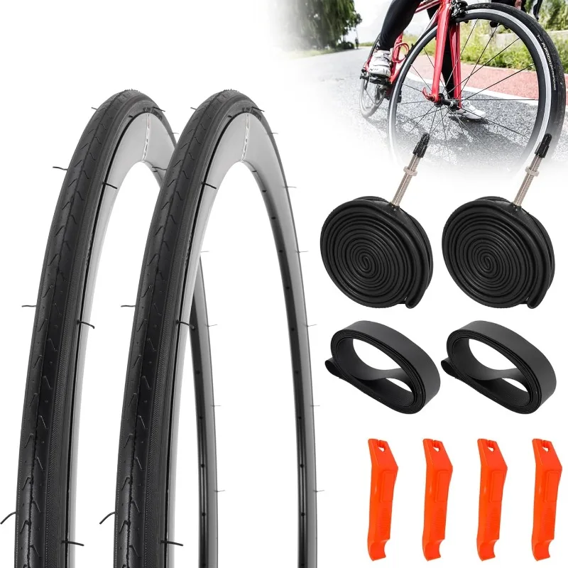 RUTU 2 Pack 700x23C Road Bike Tires Foldable - Presta Valve with 2 Rim Strips,Tire Levers - Fit for Cycle Race Road Racing Touri
RUTU 2 Pack 700x23C Road Bike Tires Foldable - Presta Valve with 2 Rim Strips,Tire Levers - Fit for Cycle Race Road Racing Touri