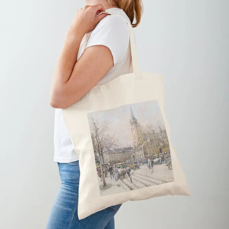 A Bustling Street at St Germain des Prés Church (20th century) - Eugène Galien Laloue Tote Bag
A Bustling Street at St Germain des Prés Church (20th century) - Eugène Galien Laloue Tote Bag
